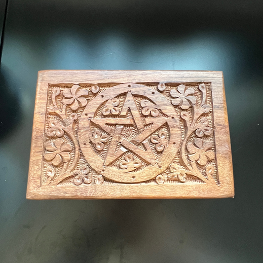 Pentagram Carved Box 4x6"